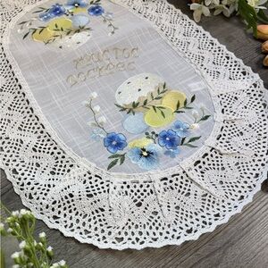 Ukrainian Easter Basket Cover 45x60 cm Machine Embroidered Rushnyk Cloth